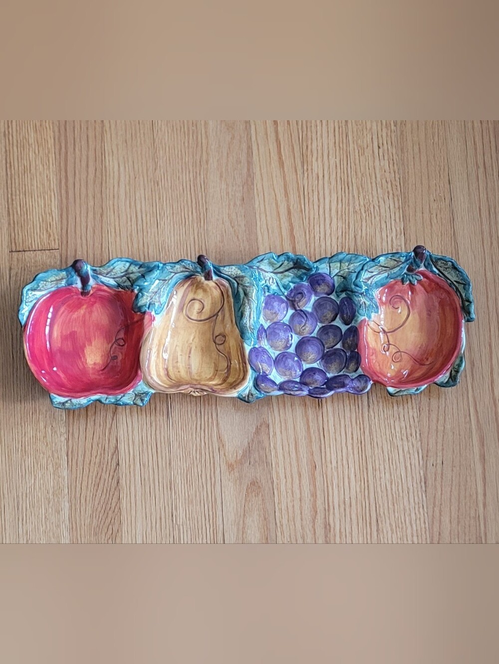 Vintage Tabletops Unlimited Corsica Venetian Fruit 4-Section Serving Tray- NWT